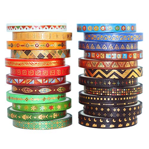 YUBBAEX Washi Tape Set cinta adhesiva decorativa Washi Glitter Adhesivo de Cinta Decorativa para DIY Crafts Scrapbooking 26 Rollos