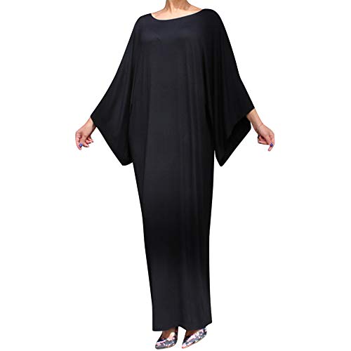 Yudesun Ropa Mujer Vestidos Musulmán - Modesto Kaftan Abra Togas Islámica Murciélago Mangas Fiesta Vestirse Vestido,Negro,XL=Etiqueta 2XL