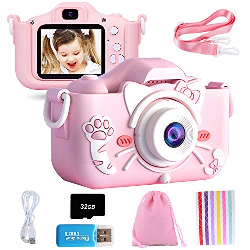 YUDOXN Set de Cámara de Fotos Digital para Niños con Juegos, Cámara Infantil con Tarjeta de Memoria Micro SD 32GB, Cámara Digital Video Cámara Infantil para Niños Regalos deCumpleaños, 1080P …