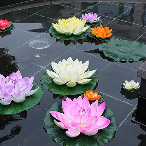 Yue Qin Hoja de Loto Artificial Hojas de Loto de Espuma Flotante Artificial Hojas de Lirio de Agua para Jardín de Casa, Terraza, Estanque, Piscina, Boda, Decoración