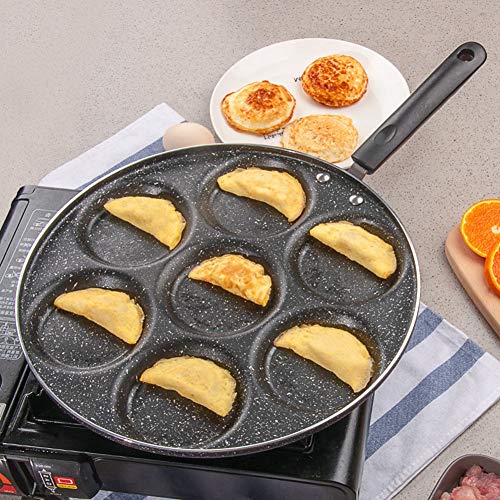 Yuehuam Sartén de 7 Orificios Sartén Antiadherente para Cocinar Huevos de Aluminio Hamburguesa para Hacer Panqueques Utensilios de Cocina para Estufa de Gas Cocina de Inducción