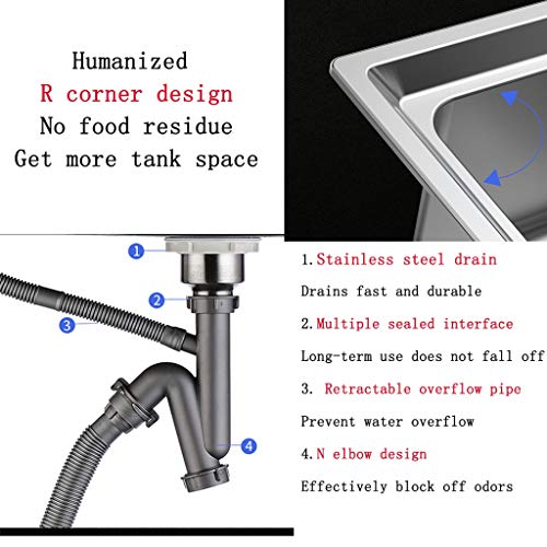 YUESFZ Fregaderos Cocina Grifos Industrial Mueble Accesorios para Baño Fregadero Cuadrado De Gran Capacidad Estación De Limpieza De Frutas Y Verduras De Acero Inoxidable. Lavavajillas Doble Doméstico