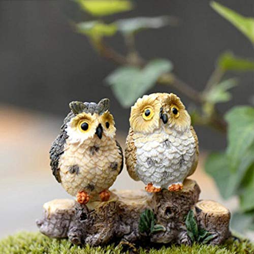 yueyue947 Resina Mini Búho Miniatura Animal Estatuilla Búho Artesanía Paisaje Hada Jardín Bonsai Planta Jardín Terrario Decoración/Estilo Aleatorio / 3 Piezas