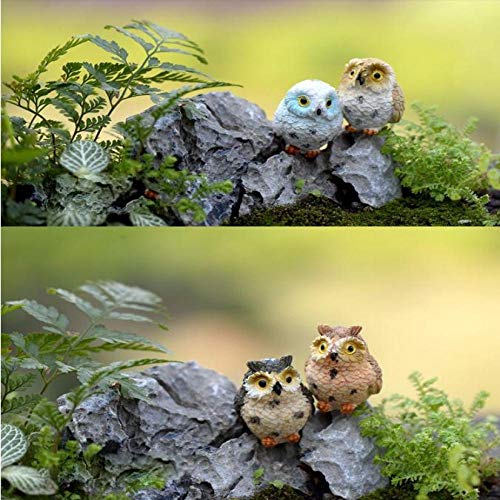 yueyue947 Resina Mini Búho Miniatura Animal Estatuilla Búho Artesanía Paisaje Hada Jardín Bonsai Planta Jardín Terrario Decoración/Estilo Aleatorio / 3 Piezas