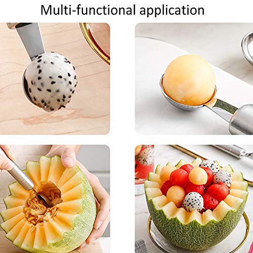 YUIP 2 Piezas Cucharada de melón, Doble-Cabeza multifunción Fruta Cucharada de melón Helado, Postres Frutas Cuchara de Cocina Cocina Herramienta(de Acero Inoxidable)