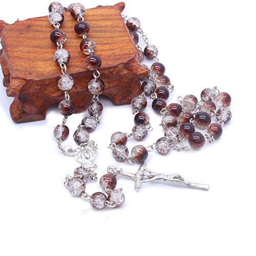 YUNGYE Grano De Piedra Triturada Collar De Rosario Cruzado Cristo Católico Santo Padre Nuestra Señora Suministros De Oración