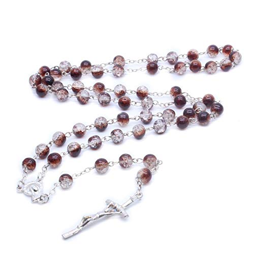 YUNGYE Grano De Piedra Triturada Collar De Rosario Cruzado Cristo Católico Santo Padre Nuestra Señora Suministros De Oración