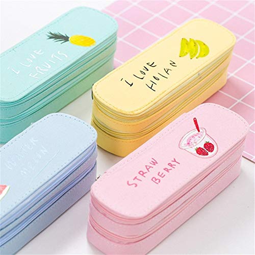 YUNLAN Capa De Kawaii Doble La Caja De Lápiz Linda De Gran Capacidad Caja De La Pluma De La Fruta Lápiz Caja For Las Chicas Regalos Oficina De La Escuela Estacionario Estuche Escolar (Color : Green)