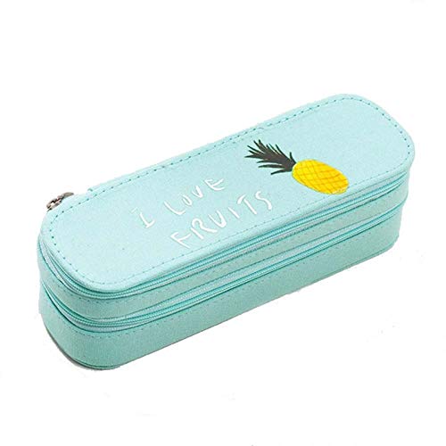 YUNLAN Capa De Kawaii Doble La Caja De Lápiz Linda De Gran Capacidad Caja De La Pluma De La Fruta Lápiz Caja For Las Chicas Regalos Oficina De La Escuela Estacionario Estuche Escolar (Color : Green)