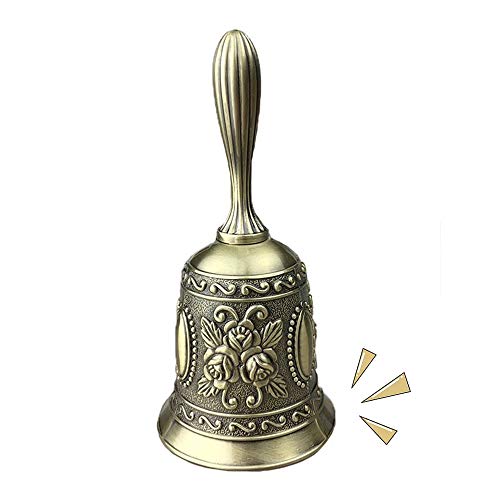 yyuezhi Campana de Mano de Aleación de Zinc de Llamadas de Hotel Campana de Mesa de Aleación de Zinc Campana de Mano Campana de Llamada de Bronce Campana de Mano para Boda Restaurante Bar 1 Pieza