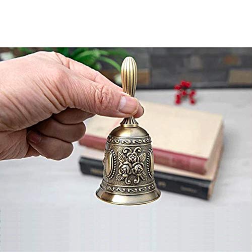 yyuezhi Campana de Mano de Aleación de Zinc de Llamadas de Hotel Campana de Mesa de Aleación de Zinc Campana de Mano Campana de Llamada de Bronce Campana de Mano para Boda Restaurante Bar 1 Pieza