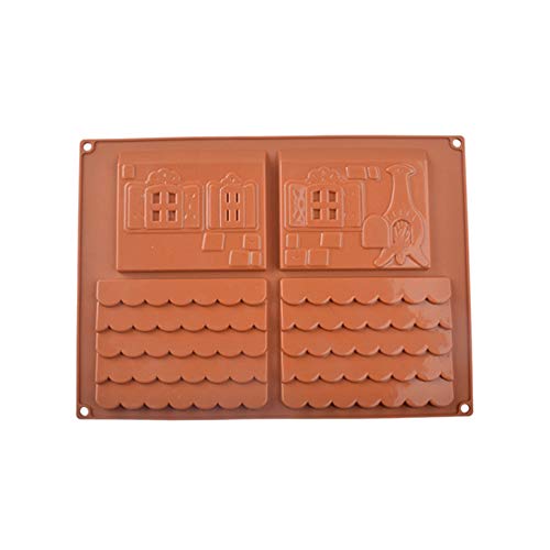 yyuezhi Moldes De Chocolate De Silicona para Galletas Galletas De Jengibre Casa Herramientas para Hornear 3D Casa de Pan de Jengibre de Navidad Molde Molde de Chocolate Creativo para árbol de Navidad