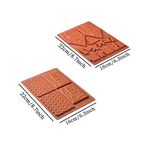 yyuezhi Moldes De Chocolate De Silicona para Galletas Galletas De Jengibre Casa Herramientas para Hornear 3D Casa de Pan de Jengibre de Navidad Molde Molde de Chocolate Creativo para árbol de Navidad