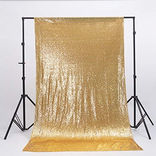 YZEO Cortina sin costuras con fondo brillante para boda, fiesta, fotografía, fondo de lentejuelas, materiales sintéticos, dorado, 4ftx9ft