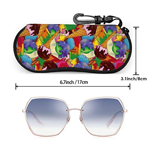 YZXC - Estuche blando para gafas de sol, estuche de neopreno ultraligero con cremallera y clip para cinturón, patrón de helado (2)