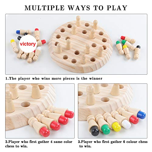 Zaloife Ajedrez de Memoria para Niños, Juguetes Infantil Montessori, Wooden Memory Match Stick Chess, Juegos Educativos Familiar cognitivos de Color, Regalos Niños Niña