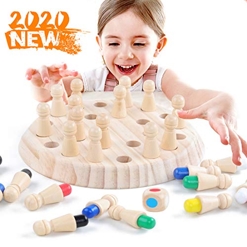 Zaloife Ajedrez de Memoria para Niños, Juguetes Infantil Montessori, Wooden Memory Match Stick Chess, Juegos Educativos Familiar cognitivos de Color, Regalos Niños Niña