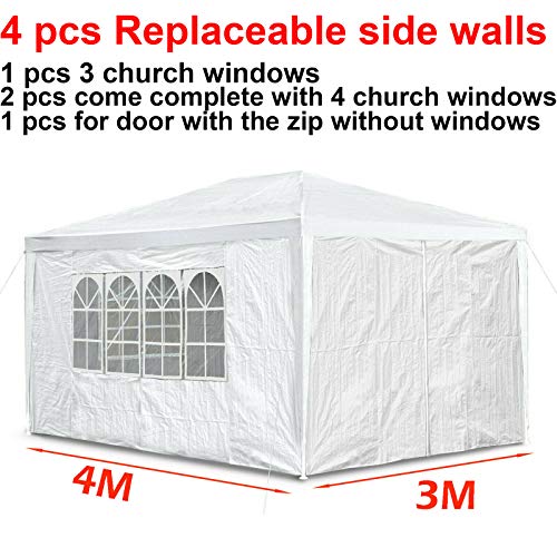 ZanGe - Cenador Plegable de 3 x 4 m para jardín, Boda, Fiesta, marquesina, Camping, Festival, jardín, Fiesta, Boda, Tienda de campaña, Impermeable, protección UV con 4 Paredes Laterales de Repuesto