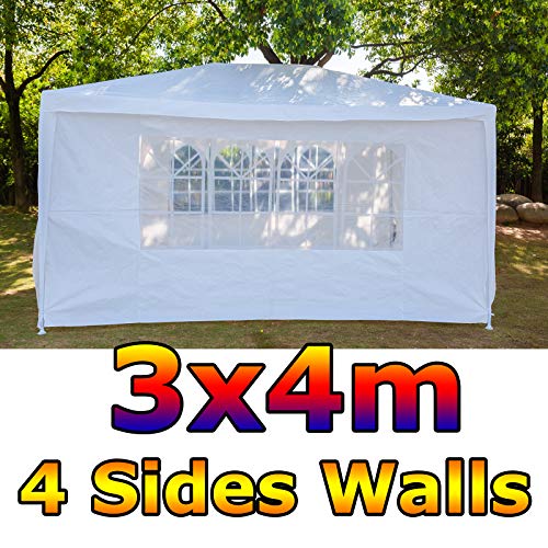 ZanGe - Cenador Plegable de 3 x 4 m para jardín, Boda, Fiesta, marquesina, Camping, Festival, jardín, Fiesta, Boda, Tienda de campaña, Impermeable, protección UV con 4 Paredes Laterales de Repuesto