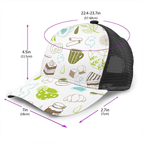 ZANSENG Gorra de béisbol Hombres Mujeres, Té Café Panadería Patrón Ajustable Trucker Mesh Summer Vented Baseball Sun Cap Hat Hombres Gorras de béisbol