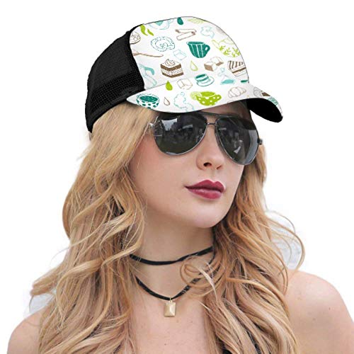 ZANSENG Gorra de béisbol Hombres Mujeres, Té Café Panadería Patrón Ajustable Trucker Mesh Summer Vented Baseball Sun Cap Sombrero Sombreros para Hombres