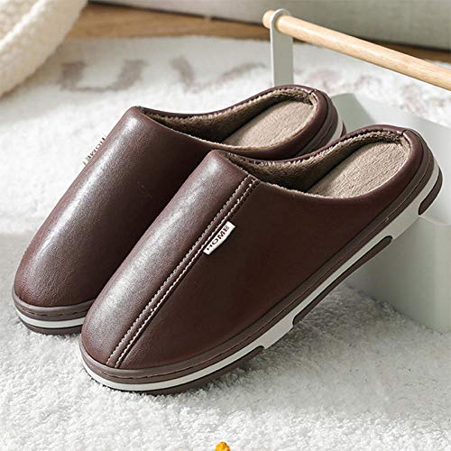 Zapatillas de invierno para mujer zapatos de pareja calidez de felpa corta zapatillas de casa de calidez suave antideslizantes para el ocio de las señoras moda de dormitorio interior nuevo café 2_10.5