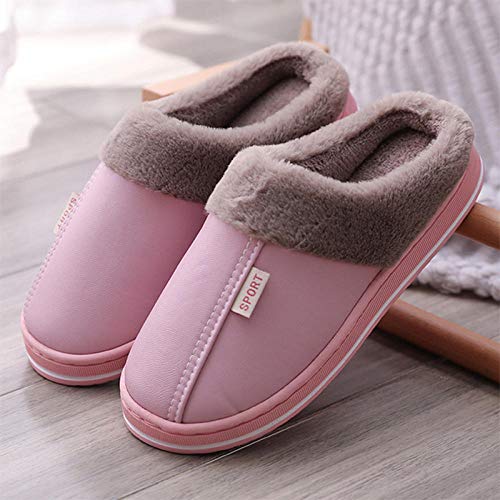 Zapatillas de invierno para mujer zapatos de pareja calidez de felpa corta zapatillas de casa de calidez suave antideslizantes para el ocio de las señoras moda de dormitorio interior nuevo café 2_11.5