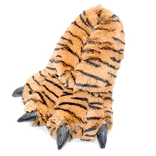 Zapatillas divertidas de Millffy con oso Grizzly de peluche de animal peludo, para niños, adultos y niños, color Naranja, talla X-Large