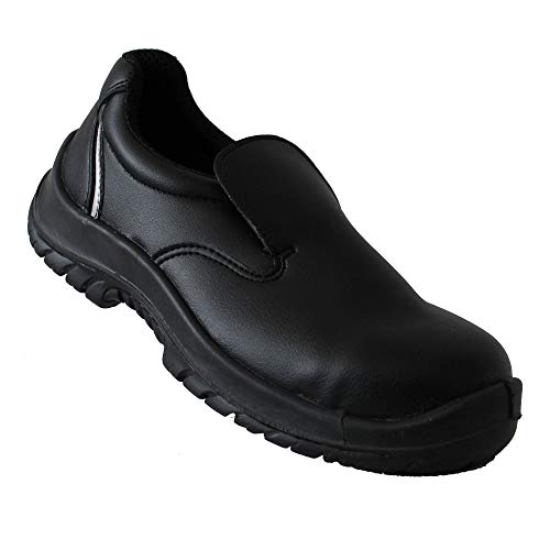 Zapatos de Seguridad S2 SRC los Zapatos de los Zapatos de Trabajo de Mano de Obra Cocinero Zapatilla Nessuna Collezione Negro, Tamaño:40 EU