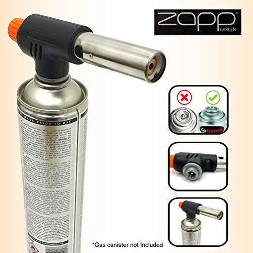 Zapp EN417 - Antorcha compacta con rosca ajustable para soldar, bricolaje, cocina, crème, brulee, pasteles, postres, hornear, cocina, soldadura, camping barbacoa, quemador de malas hierbas