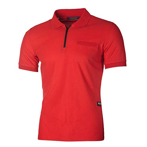 ZARLLE Camisetas Hombre Polo De La Solapa con Bolsillo y Cremallera Originales Manga Cortos Verano Personalidad Casual Remera Slim Camisas de Deporte