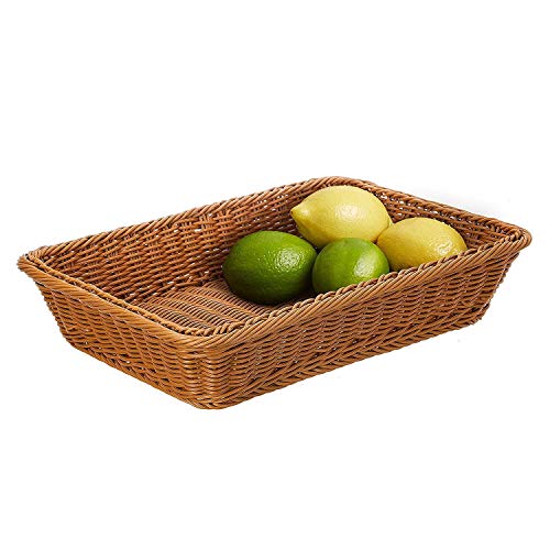 ZB - Cesta de pan de mimbre de 16 pulgadas, cesta de servir de alimentos de mesa larga tejida para frutas y verduras, servicio de restaurante, color marrón miel