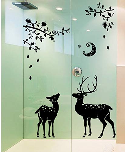 ZBYLL Pegatinas De Navidad Navidad Fawn Silueta Negra Casa Baño Decoración Pegatinas De Pared