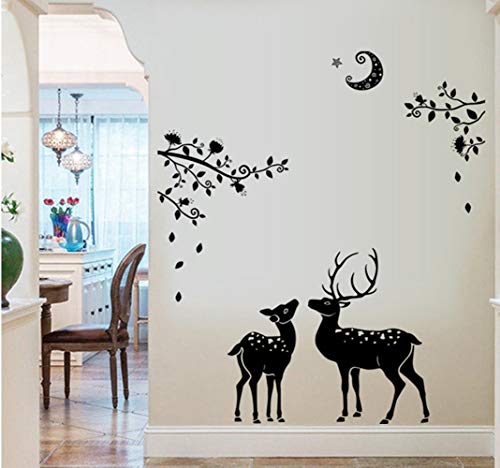 ZBYLL Pegatinas De Navidad Navidad Fawn Silueta Negra Casa Baño Decoración Pegatinas De Pared