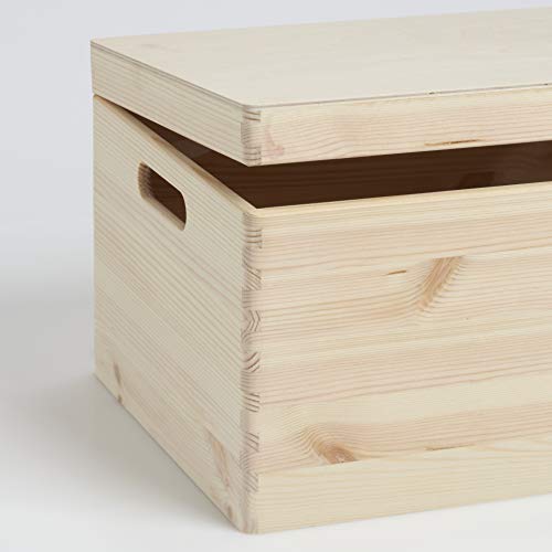 Zeller 13152 - Caja multiusos con tapa, plana, madera de conífera (40 x 30 x 24 cm)