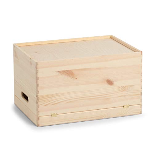 Zeller 13152 - Caja multiusos con tapa, plana, madera de conífera (40 x 30 x 24 cm)