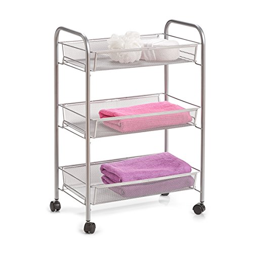 Zeller 17720 Carrito con Bandejas, Mesh, Gris, 44x26x62.5 cm