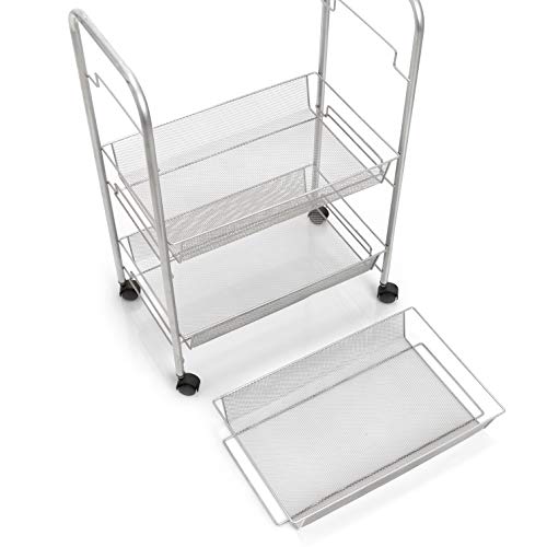 Zeller 17720 Carrito con Bandejas, Mesh, Gris, 44x26x62.5 cm