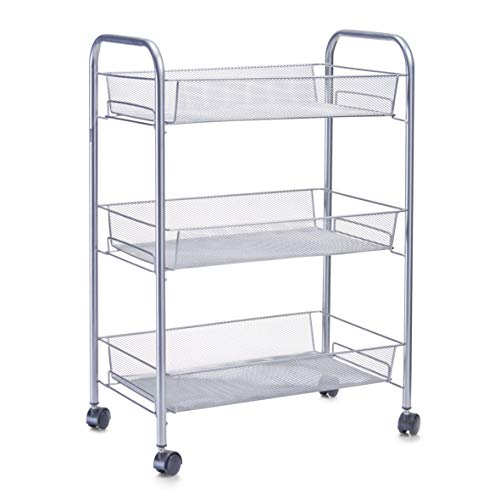 Zeller 17720 Carrito con Bandejas, Mesh, Gris, 44x26x62.5 cm