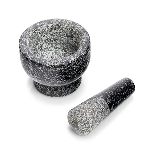 Zeller 24504 - Juego de mortero y pilón, ø9 cm, altura 6,5 cm, color granito antracita