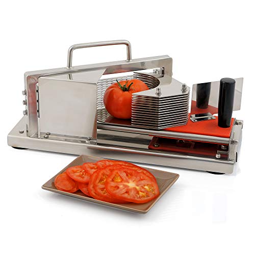 Zelsius - Cortadora Profesional de Tomates en lonchas I Acero Inoxidable I 4 mm I Cortador de Verduras y Frutas I 13 Cuchillas Extra afiladas I Gastronomía I con Patas de Goma