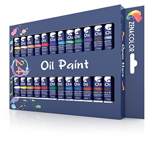 Zenacolor - 24 Tubos de Pinturas Oleo 12ml - Set de 24 Pinturas Unicos para Niños o para Artistas Profesionales