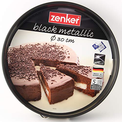 Zenker Molde Desmontable Ø30cm 1 Fondo, para Tartas, con Recubrimiento Antiadherente, Acero, Negro, 30 cm