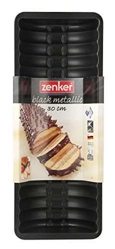 Zenker Molde Plum Cake Media Luna, Acero con Revestimiento Antiadherente teflón, Negro, 32x12,5x5cm