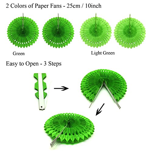 Zerodeco Decorazione di Festa, 21 Pezzi Ventilatori di Carta, Pompons, Bandierine Triangolare, Ghirlande per Decorazione Della Festa Nuziale Nozze Nidi Tatuaggi Nuziale Doccia Decorazione (Verde)