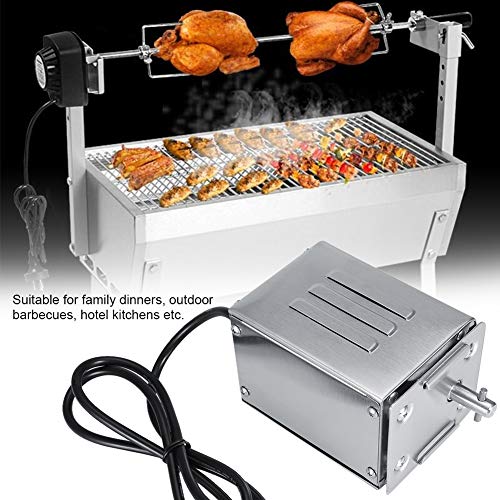 Zerodis 15W Motor para Barbacoa, 50-70kg Juego de asador al Aire Libre Asador de asador de Barbacoa de Acero Inoxidable Asador de Carne (EU Plug 220V)