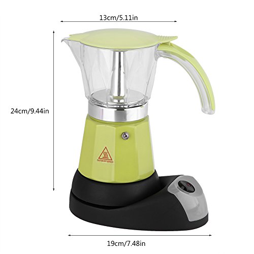 Zerodis Cafetera Moka eléctrica，Máquina de café con Base eléctrica，6 Tazas(Green)