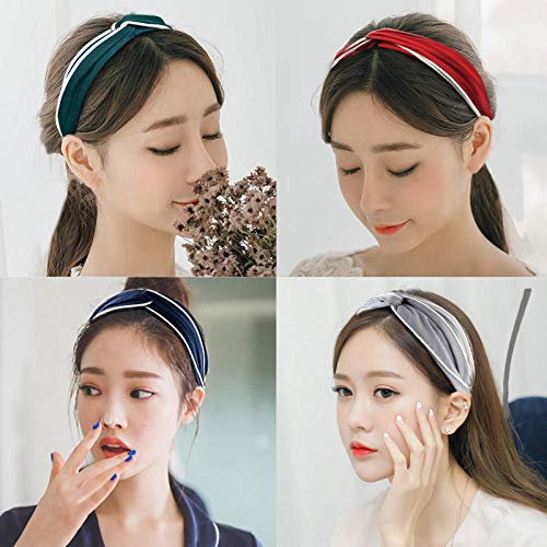 ZGHBJ Accesorios para El Cabello Tejido Simple Estilo Retro Banda para El Cabello Dulce Mori Feminidad Tocado De ala Ancha Cómoda Diadema Diadema Accesorios para El Cabello-Una Barra De Café Verde