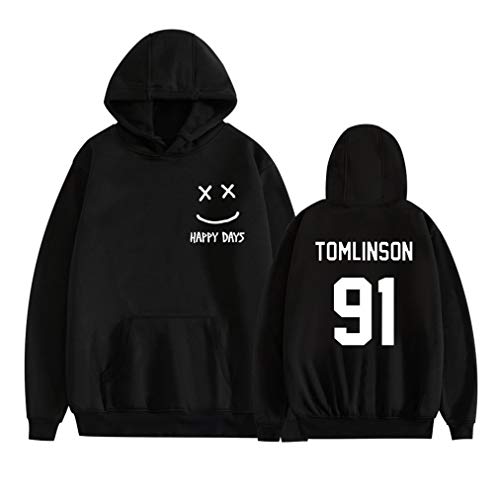 Zhao Li Sudadera con Capucha y Capucha Louis Tomlinson 91 One Direction para Hombre y Mujer, Sudadera con Capucha con Bolsillo práctico (Color : Black 2, Talla : XL)