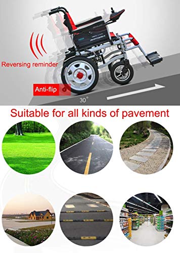ZHENAO Silla plegable plegable plegable de la ayuda de la movilidad de la energía, silla de ruedas eléctrica ligera de transporte plegable, silla de ruedas motorizada, silla de rued